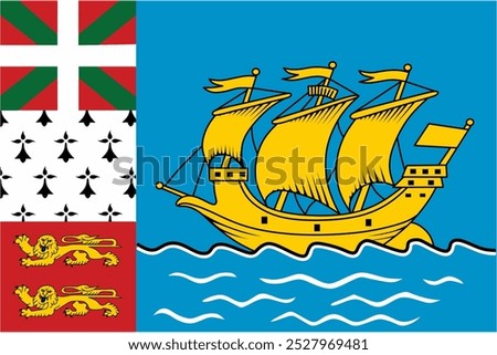 Saint Pierre and Miquelon official flag vector with standard size and proportion. National flag emblem with accurate size and colors.