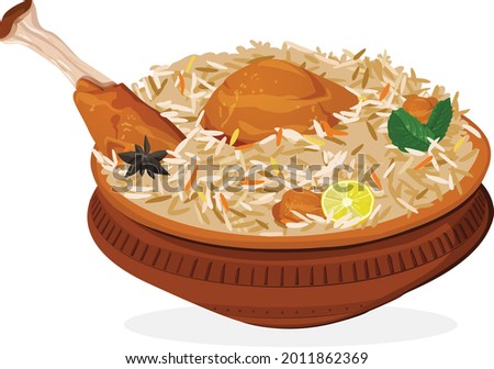 Have your tasty with fun and  emotional, cute biryani vector illustration- isolated