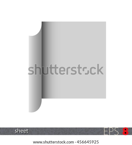 Folded paper sheet with empty pages, for your text or graphic. Vector illustration, variant No. 1.