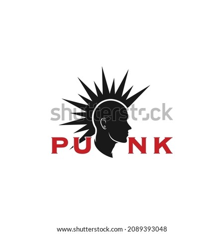 Cool punk rock with mohawk Comic style vector illustration for sticker or logo.
