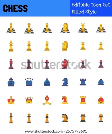 Chess Collection Icon Set Filled Style