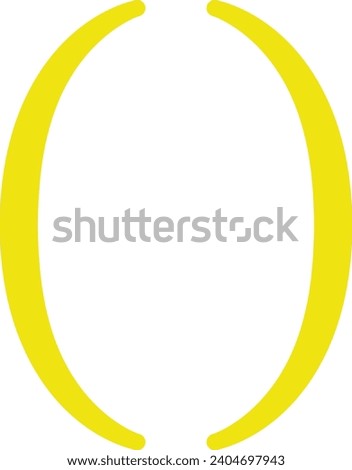 Yellow parentheses symbols, mathematic symbol.