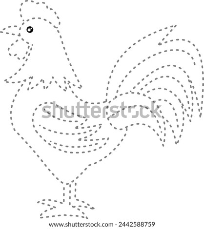Trac and color chicken for design Kindergarten worksheet