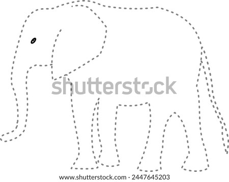 trac and color elephant for design your Kindergarten worksheet.