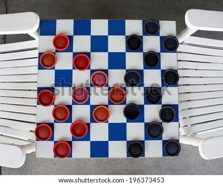 Checkerboard game from a birds eye view.