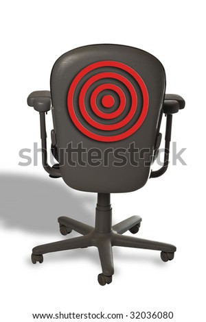 Office workers chair with bulls-eye on it.