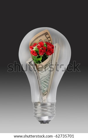 Red roses and a light bulb.