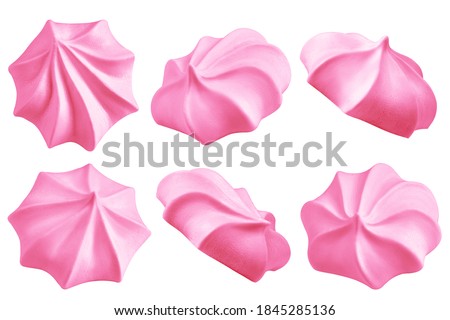 Pink meringue, zephyr, marshmallow, isolated on white background, clipping path, full depth of field Foto d'archivio © 