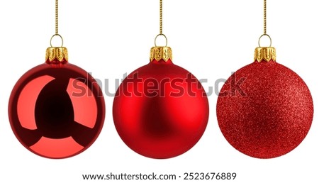 Image, Stock Photo Christmas toys in red colors for decorating a festive Christmas tree. the idea for the interior of the living room in the house. jewelry close-up