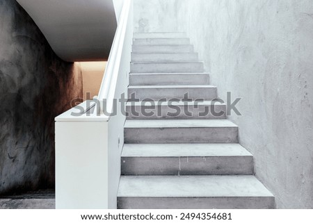 Similar – Foto Bild Schattenwurf einer Treppe und einer Palme an einer weißen Fassade mit Fenstern