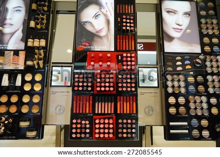 SHANGHAI-APR. 22, 2015. Luxury lips store. China accounts for about 20 percent, or 180 billion renminbi ($27 billion ) of global luxury sales in 2015, according to new McKinsey research.