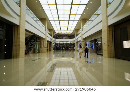 SHANGHAI, CHINA - June 30st. 2015. Luxury shopping mall interior. Multi luxury brand inside.Just the international labor day June 30st. 2015 Shanghai, China