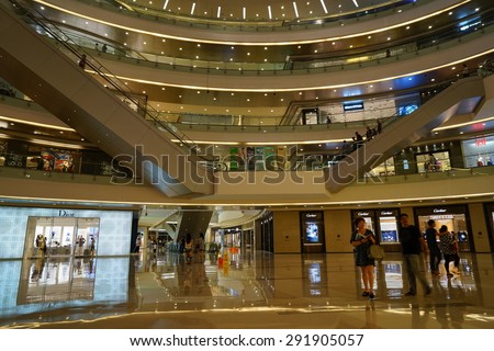 SHANGHAI, CHINA - June 30st. 2015. Luxury shopping mall interior. Multi luxury brand inside.Just the international labor day June 30st. 2015 Shanghai, China