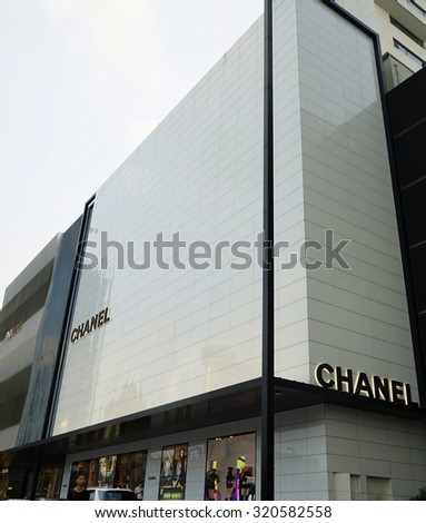 HANGZHOU CHINA - Sept.8, 2015: Chanel retail store exterior. Chanel is a French high fashion house that specializes in ready-to-wear clothes, luxury goods and fashion accessories.