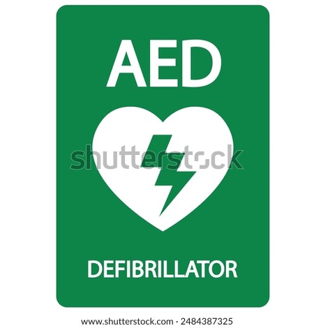 AED,automated external defibrillator aed sign with heart