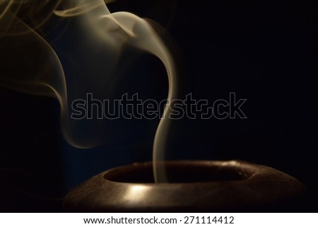 The smoke from the candle