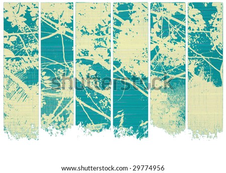 white blossom on blue wood textured banner set isolated