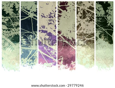 ink blossom branch textured banner set isolated