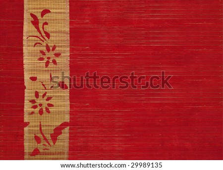flower bamboo banner on ribbed wood background
