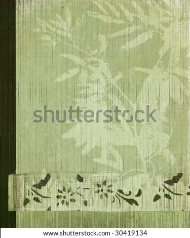 grunge oriental tree and bamboo flower banner background