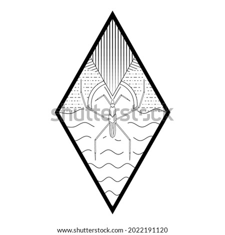 Deco Logo or line art Water Striders design.