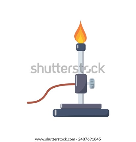 Bunsen burner with flame. Isolated on white background. vector illustration. Cartoon lab burner