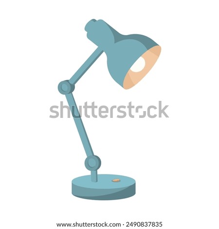 Desk Lamp with Light Bulb in Cartoon Style. Vector illustration. Isolated on white background. Minimalistic design