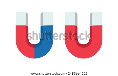 Magnet icons in a horseshoe shape with an electromagnetic force field. Magnet concept for business investment, income, and financial savings, money making. Isolated on white background