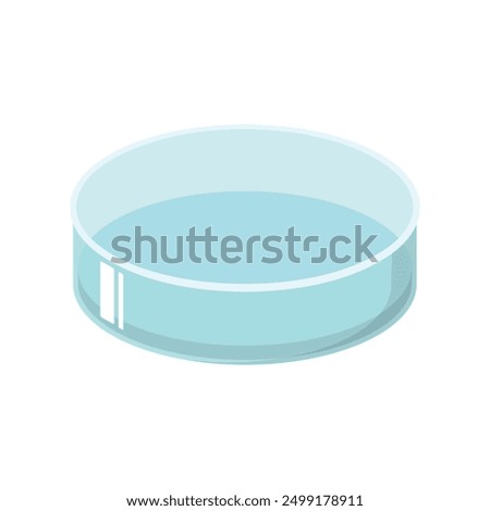 Empty Petri dish illustration. Transparent chemistry glassware. Isolated on white background. Science and laboratory concept