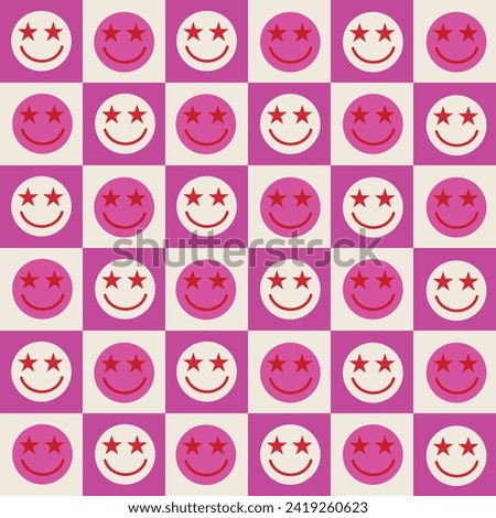 Similar – Image, Stock Photo Pink smiley or happy monster on a foggy day on a tree stump in front of the entrance to Park Babelsberg