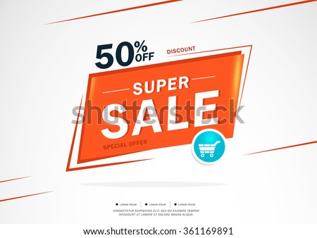 Super Sale and special offer. 50% off. Vector illustration.Theme color.