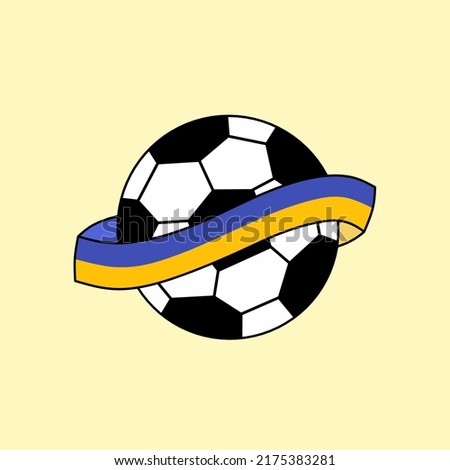 Football themed logo vector design wrapped with the national flag of Ukraine