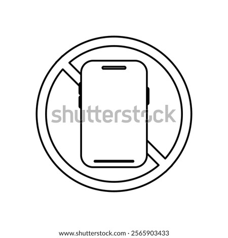 no phone icon, mobile phone prohibited, please turn off mobile phone, stop using device, no zone, simple flat style, illustration, logo sign symbol pictogram template, for ui or ux isolated on white	