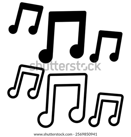 musical notes icon, simple flat style, pictogram logo sign symbol vector illustration, isolated on white for mobile app