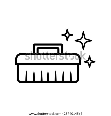 cleaning brush icon, simple flat style, vector illustration symbol sign logo template pictogram, for ui or ux isolated on white for mobile app, editable	