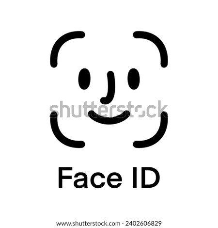 Face id Icon line. Vector illustration, flat icon isolated on white