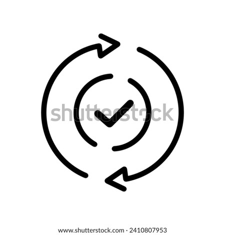 round convenient icon like easy pay or update. concept of replace or swap symbol and quality control. linear trend modern synchronize logotype graphic stroke art design web element isolated on white