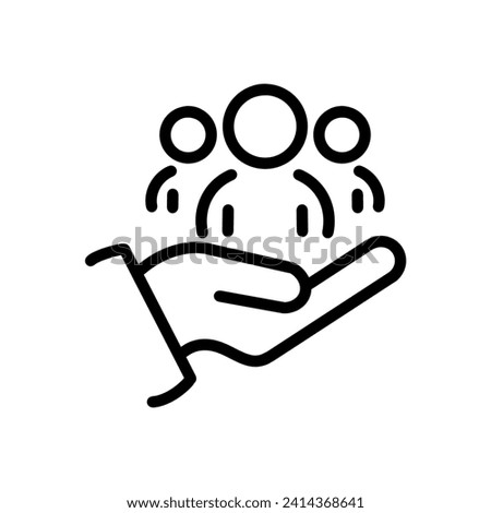 inclusion social equity icon, help or support employee, gender equality, community care, age and culture diversity, people group save, thin line symbol, line icon, outline, flat, isolated on white