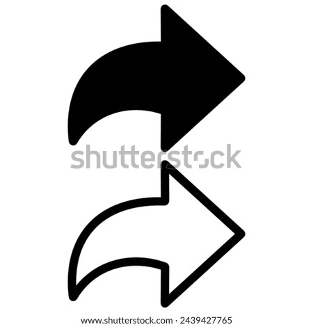 curved share arrow, flat line icon isolated on white