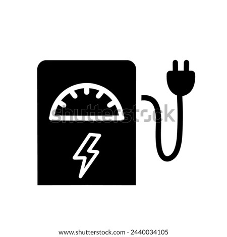 Charger with Plug for Electric Auto flat icon. icon silhouette isolated on white Electric Station for Vehicle Car Pictogram. Filling Station for Green Energy Automotive Outline Icon. Editable Stroke.