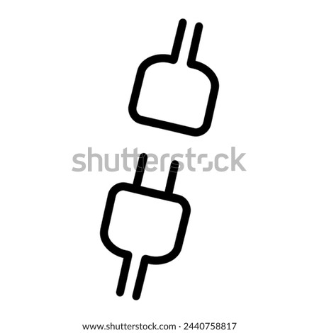 API line and glyph icon. Electric socket with a plug. Connection and disconnection concept. Concept of 404 error connection. Electric plug and outlet socket unplugged. Wire, cable of energy disconnect