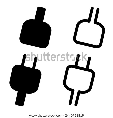 API line and glyph icon. Electric socket with a plug. Connection and disconnection concept. Concept of 404 error connection. Electric plug and outlet socket unplugged. Wire, cable of energy disconnect