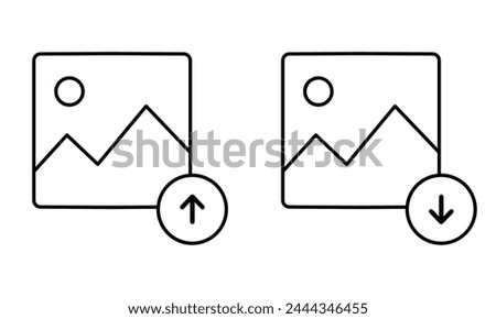 Download or upload picture icon. Image thumbnail sign. Illustration vector