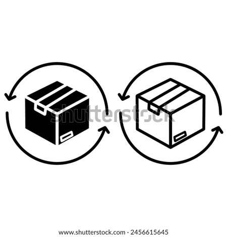 Return Parcel Box Line Icon. Exchange Package of Delivery Service Linear Pictogram. Arrow Back Shipping Return Goods Outline Icon. Refund Product in Box. Editable Stroke. Isolated Vector Illustration.