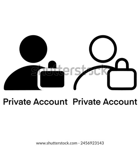 private account icon, avatar icon with padlock, private account icon eps vector illustration, isolated on white