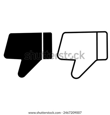 Thumbs down dislike, hate or thumbs down dislike for social networks, art icon for apps and websites. Bad choice sign. Voting. Disapproval isolated vector icon