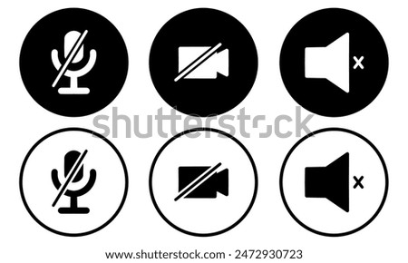 Speaker, Mic and Video Camera related icons. Basic icons for Video Conference, Webinar and Video chat.