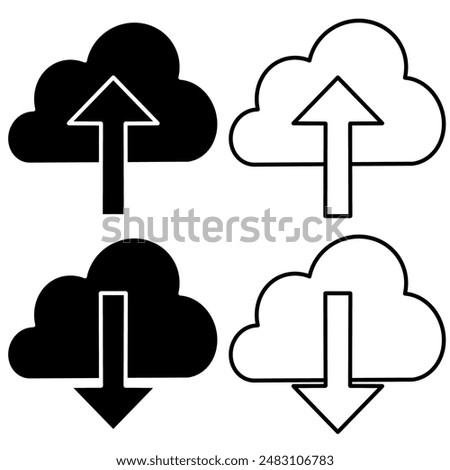 Cloud download and upload icon. Upload download cloud arrow. flat style. Download cloud computing outline and filled vector sign. Download symbols.