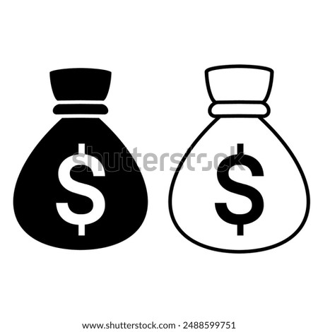 Money bag with dollar icon. Money bag icon. Income growth. Business and finance. Dollar sign. Cash icon. Money icon. Cash back. Investment. Cartoon money bag. Bag of coins. Financial savings. Payment