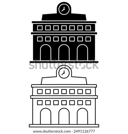 Railway station vector icon. filled flat sign for mobile concept and web design. Train station building glyph icon. Symbol, logo illustration. Vector graphics